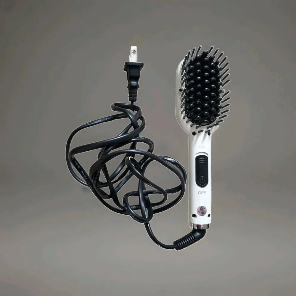 Eva NYC Mini Straightening Brush Healthy Heat Thermal White Travel Tested Cord